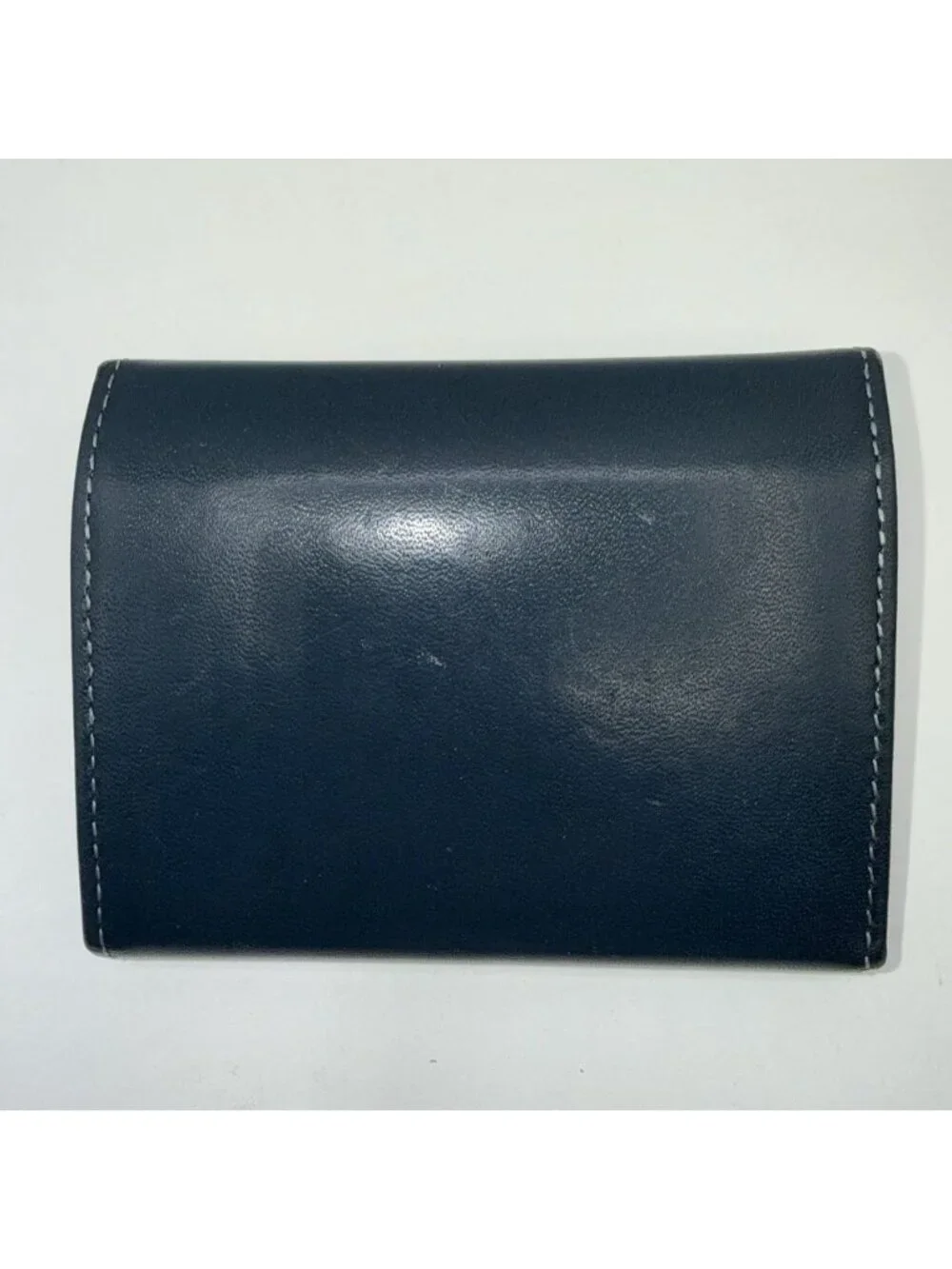 Vintage Bosca Full Grain Blue Leather Small Wallet/Card Holder Trifold